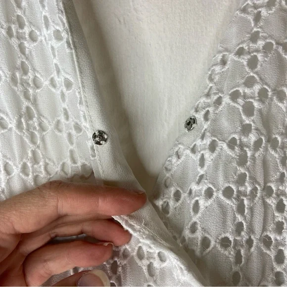 Bardot Nadia Tie Back Mini Eyelet Dress in ivory white size 12 - Picture 6 of 15